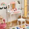 Kids Vanity Princess Makeup Dressing Table Chair Set with Tri-folding Mirror
